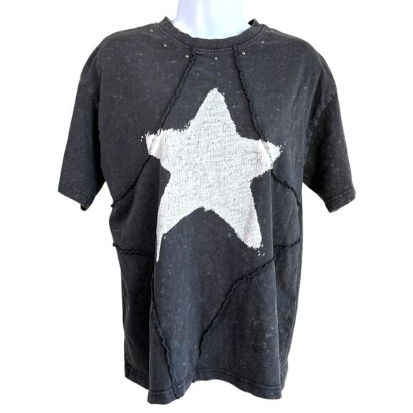 Social Collision Graffiti Star Stitch Dark Wash T-Shirt Size Small Hot Topic - Picture 1 of 7
